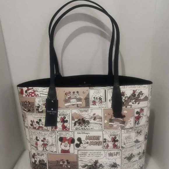 NWT Disney X Kate Spade Minnie Mouse Leather Reversible Tote & Wristlet $399 - Picture 16 of 16